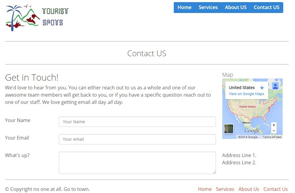 Gumby Tourist Spot Website Contact US Page