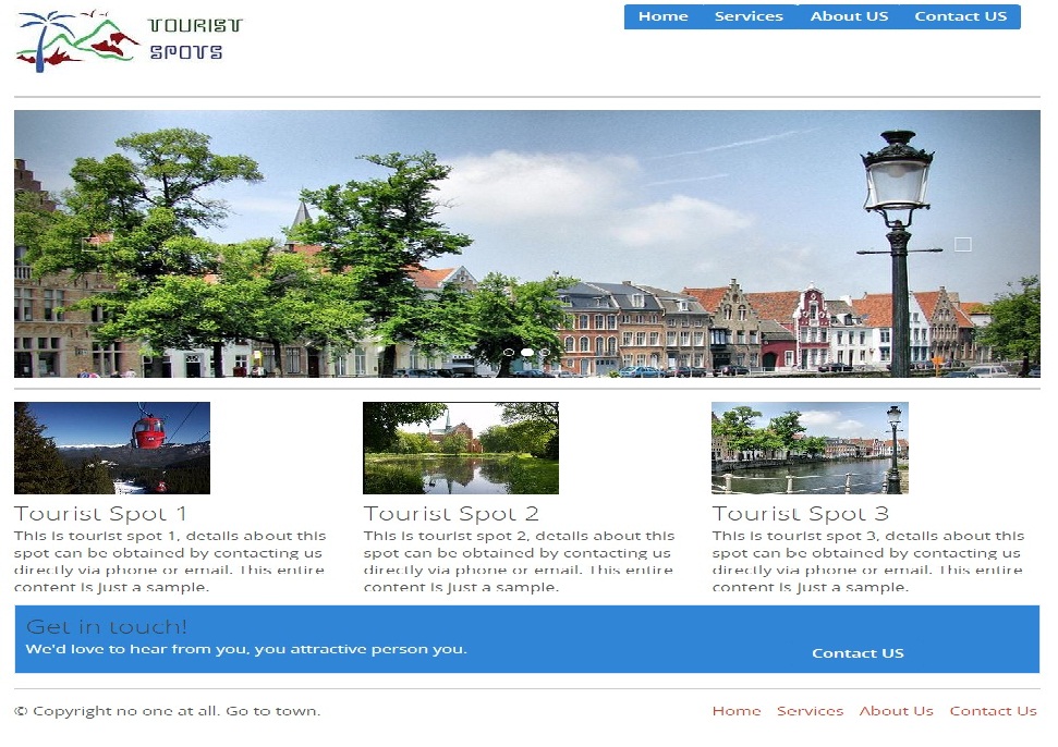 Twitter Bootstrap Tourist Spot Website Home Page