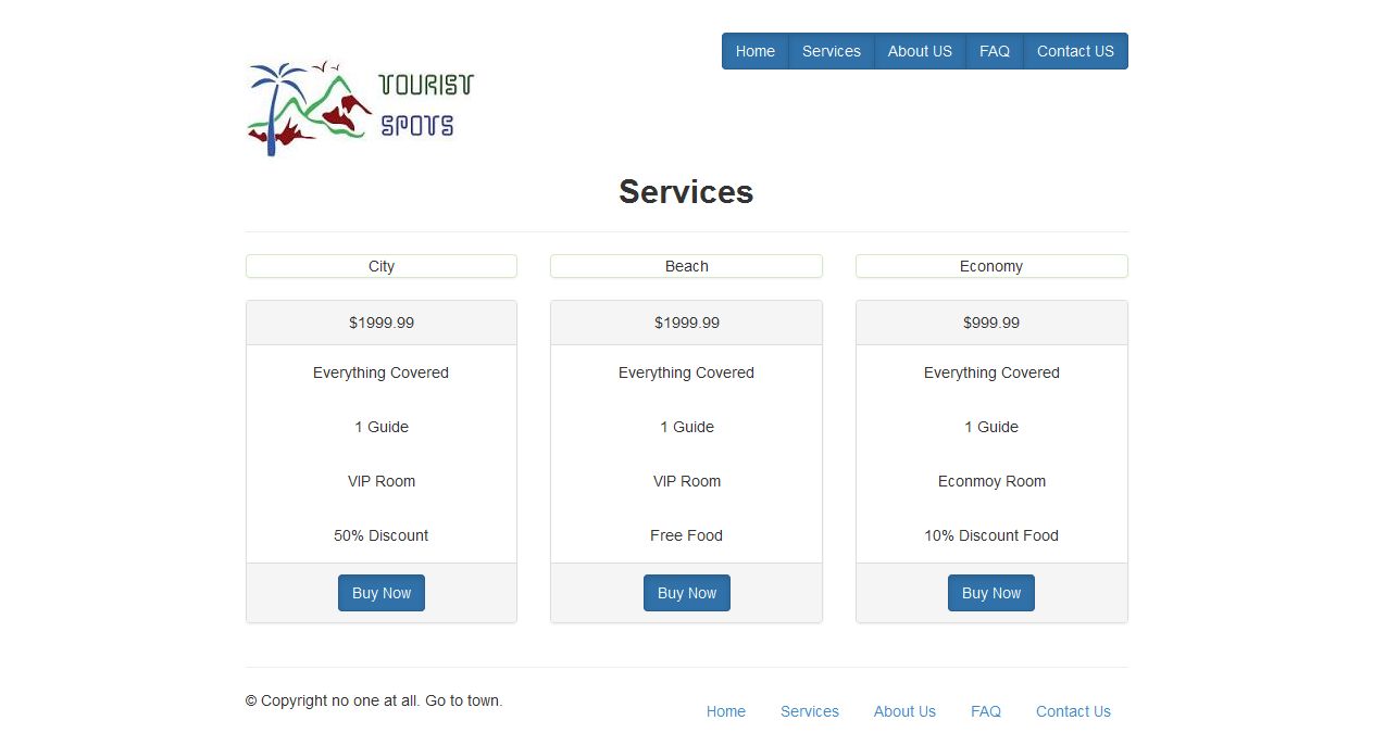 Twitter Bootstrap Tourist Spot Website Service Page