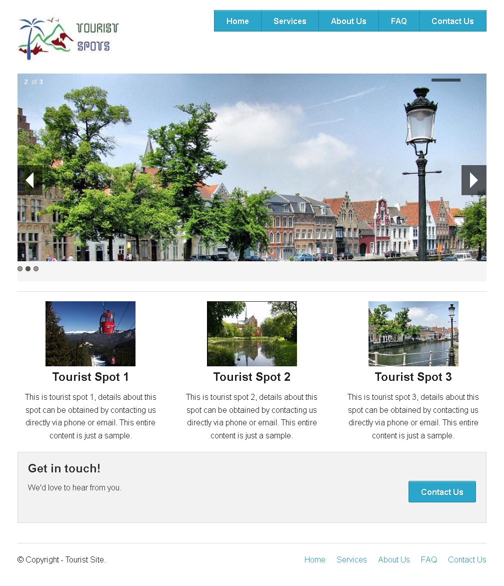 Zurb Foundation Example - Tourist Spot Home Page